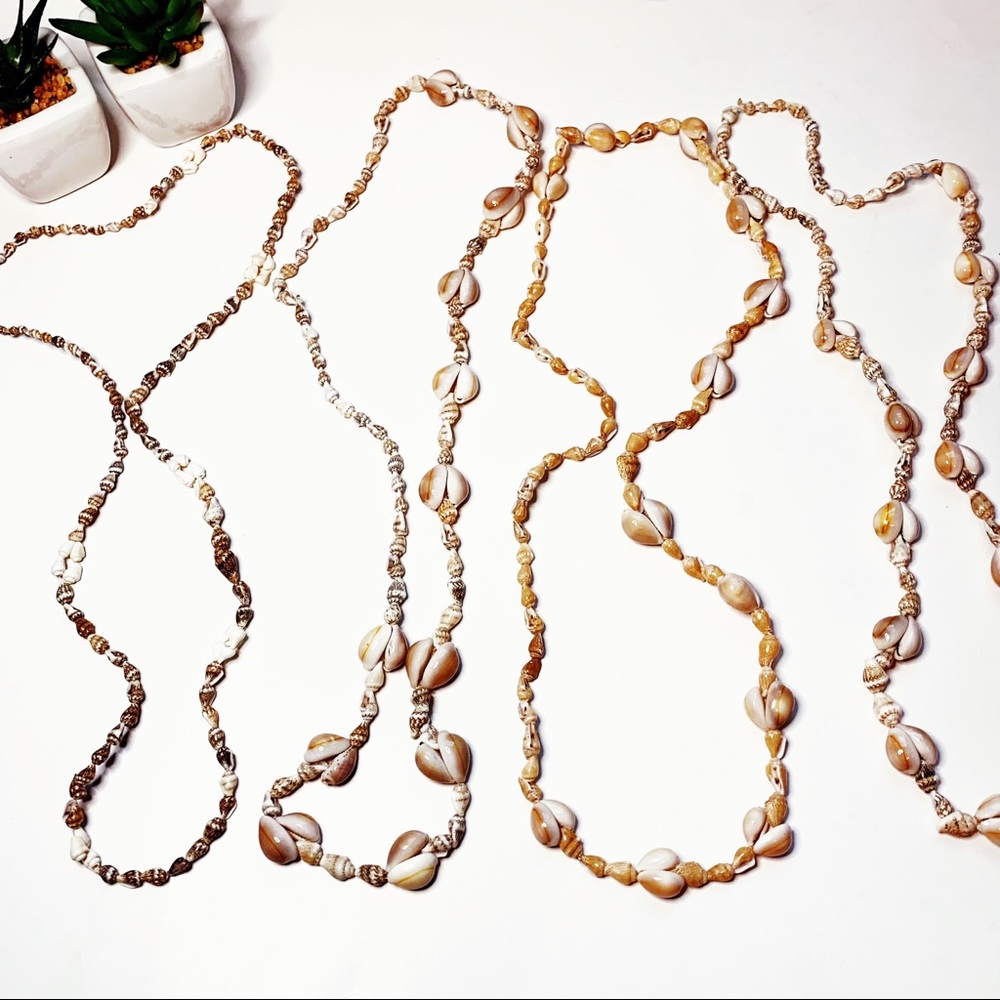 Vintage Set of 4 Natural Sea Shell Leis Necklaces